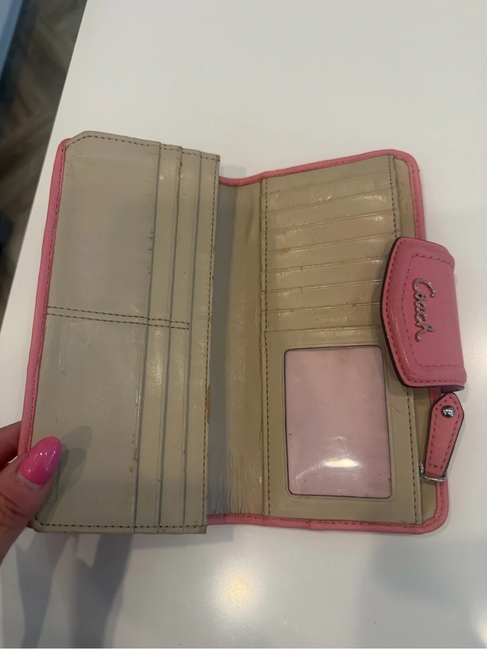 Coach Pink Floral Cutout Wallet-Style Phone Case